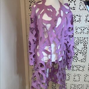 Oscar de la Renta Lavender Laser-Cut Openwork